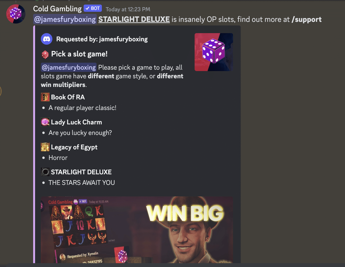 Cold Gambling bot Discord
