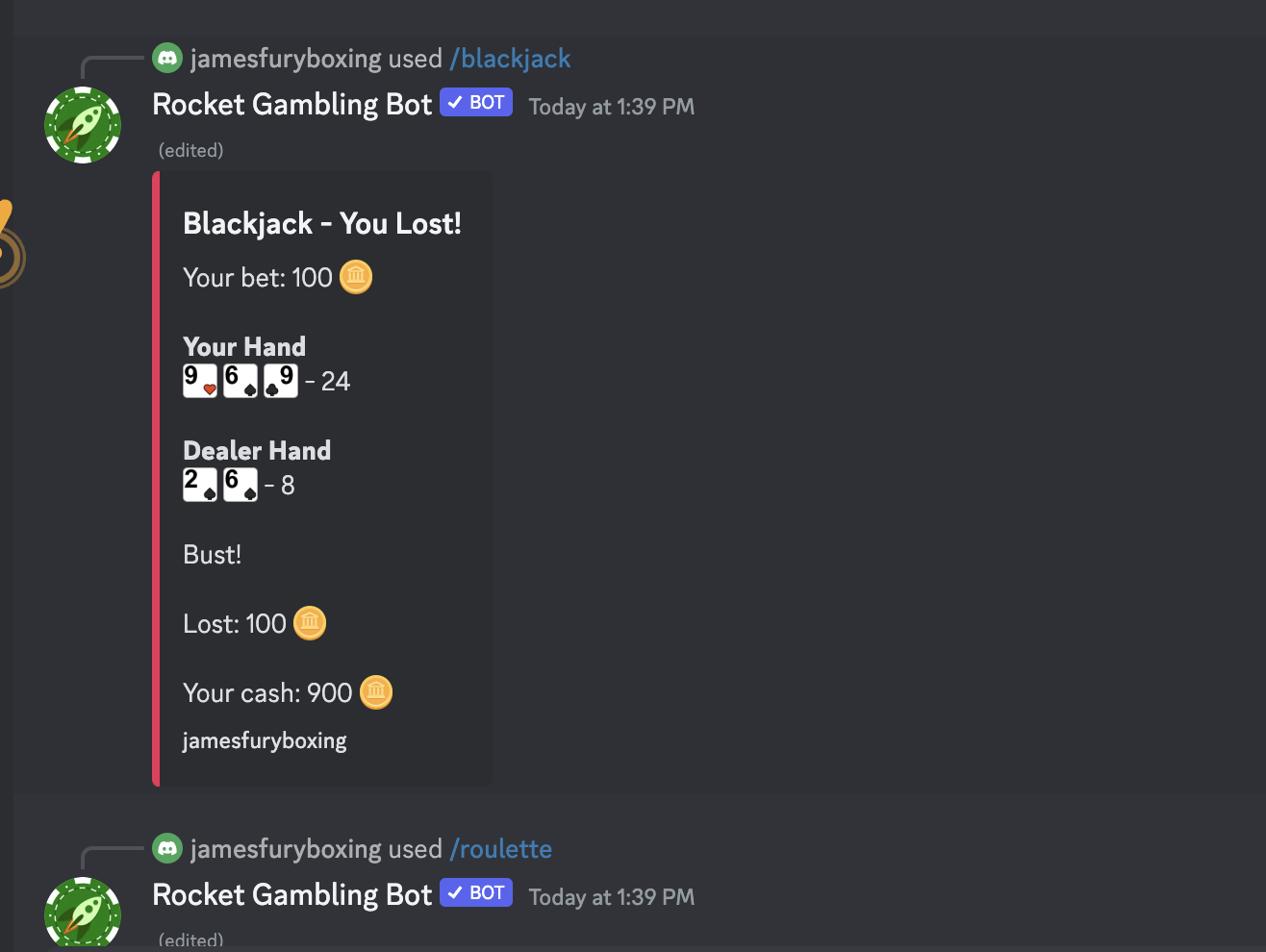 Rocket Gambling Bot for Discord