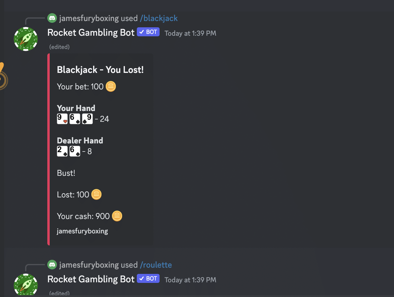 Rocket Gambling Bot for Discord