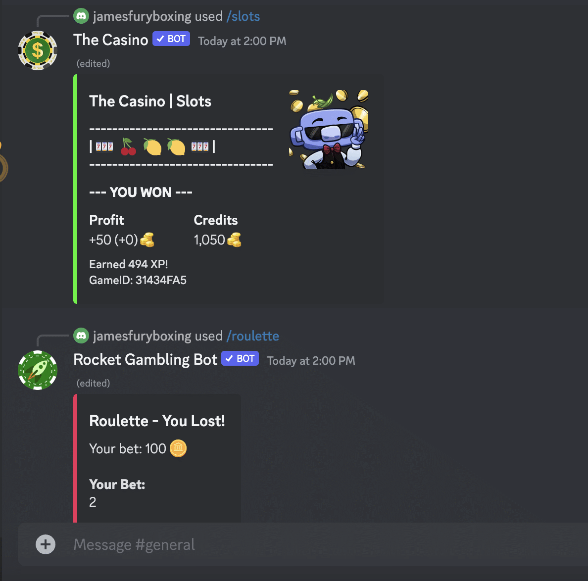 The Casino Discord gambling bot