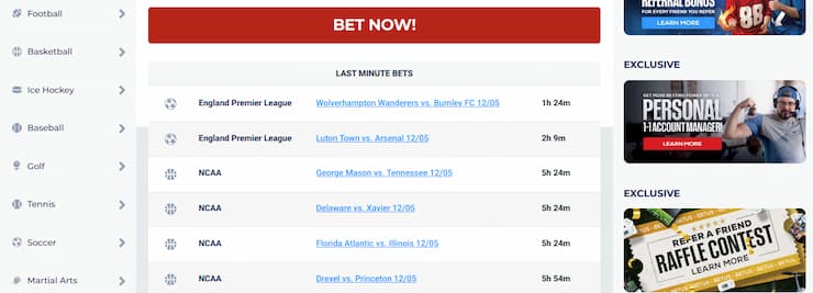 BetUS sports markets