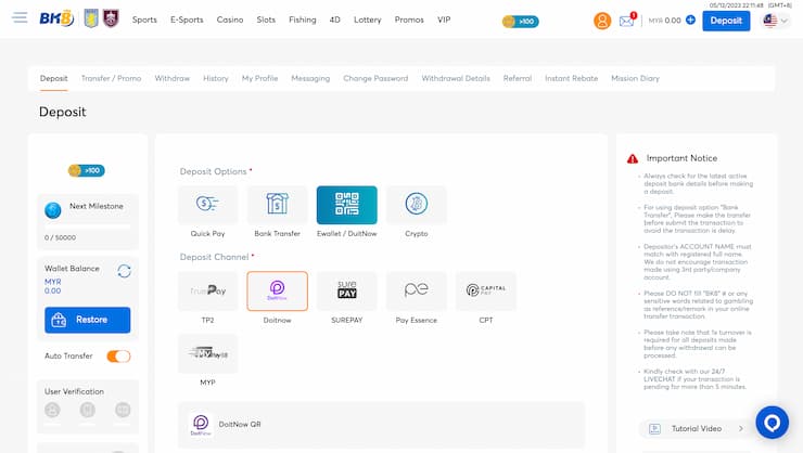 BK8 DuitNow Payment Method