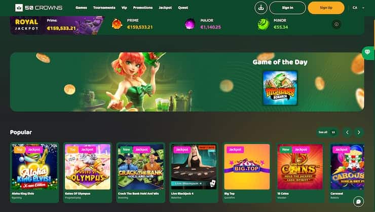 50 Crowns Interac Casino