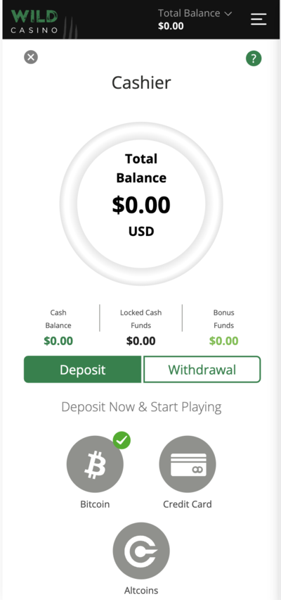 Wild Casino App Choose Payment Method