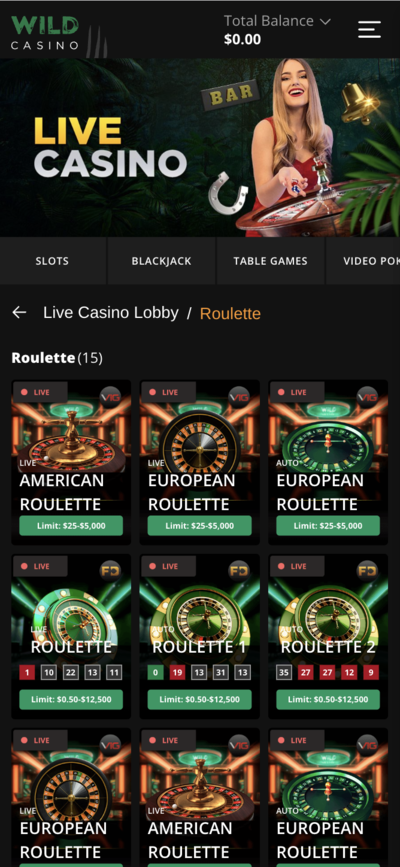 Wild Casino Live Casino Apps