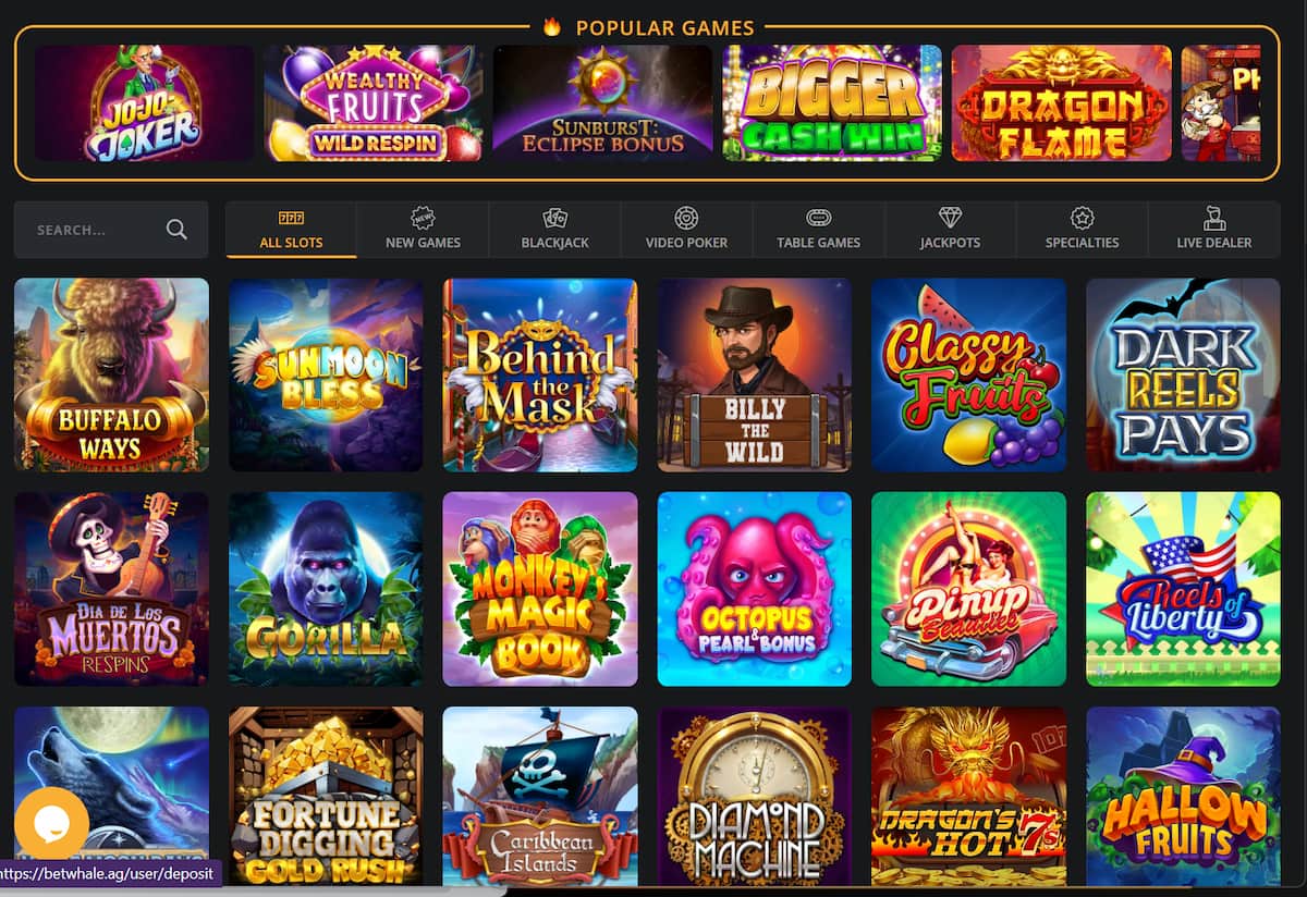 BetWhale review casino games