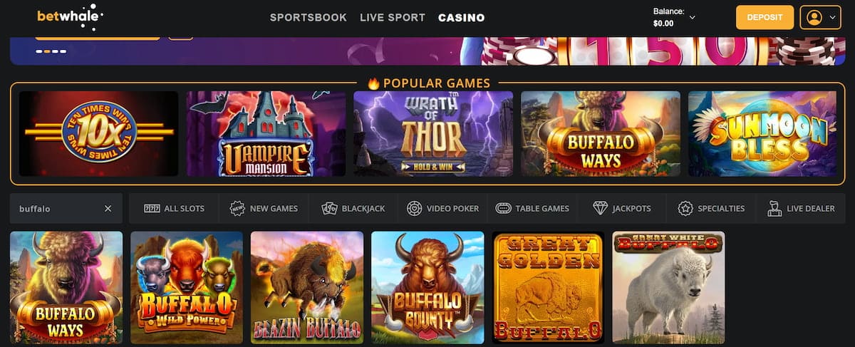BetWhale review search bar