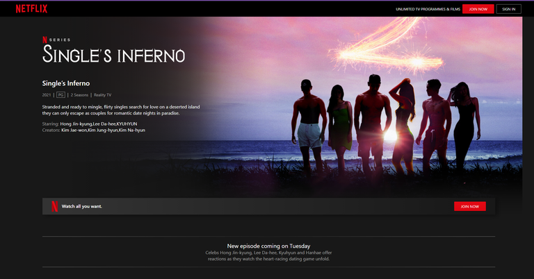 Open Netflix and search for “Single’s Inferno” in the search bar.