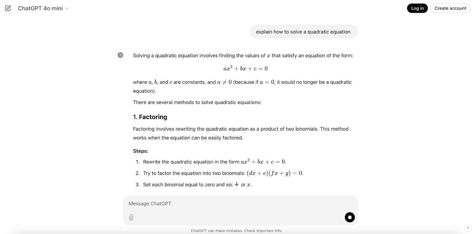 Solving math problems with ChatGPT