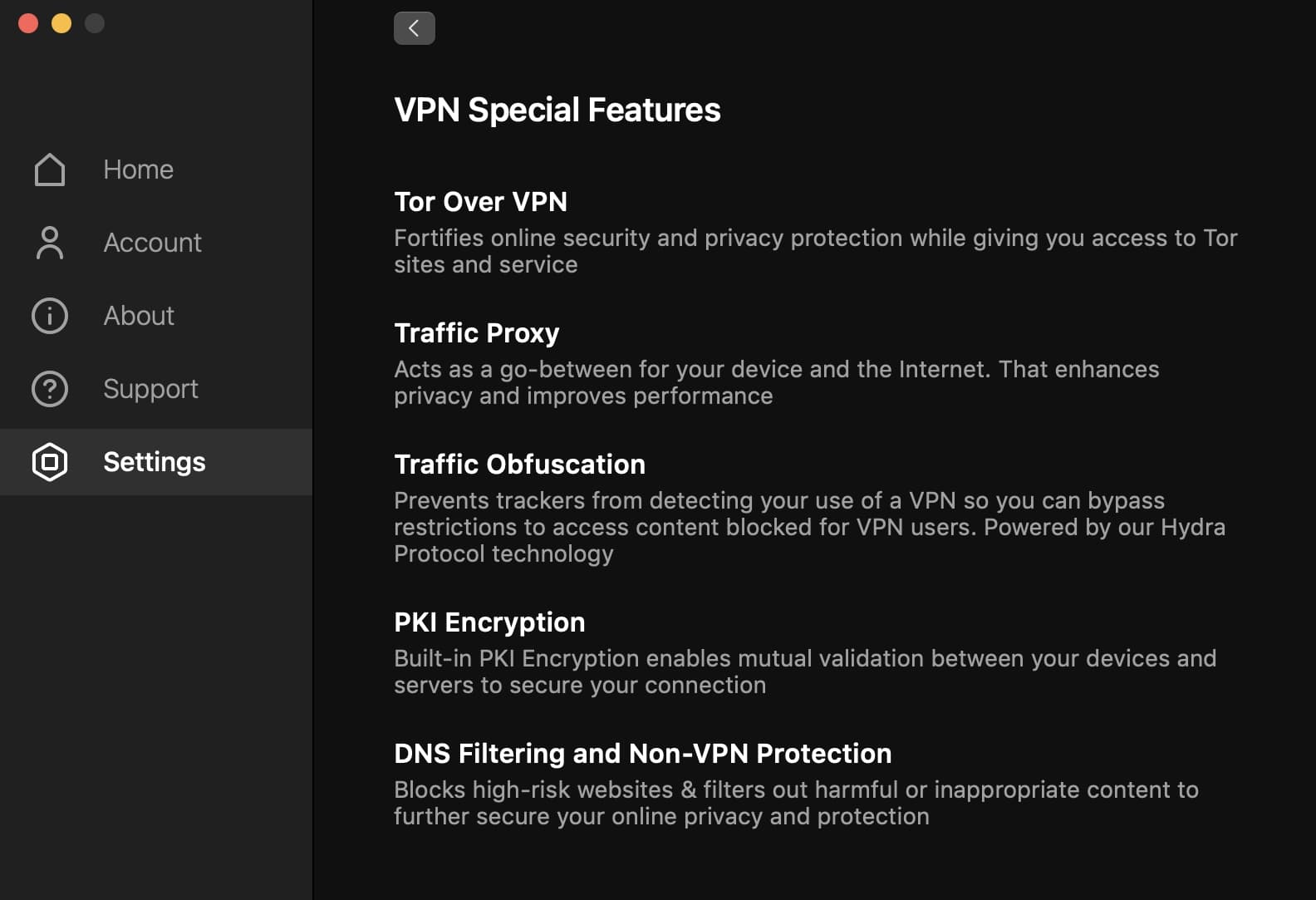 A list of special VPN features on UltraVPN