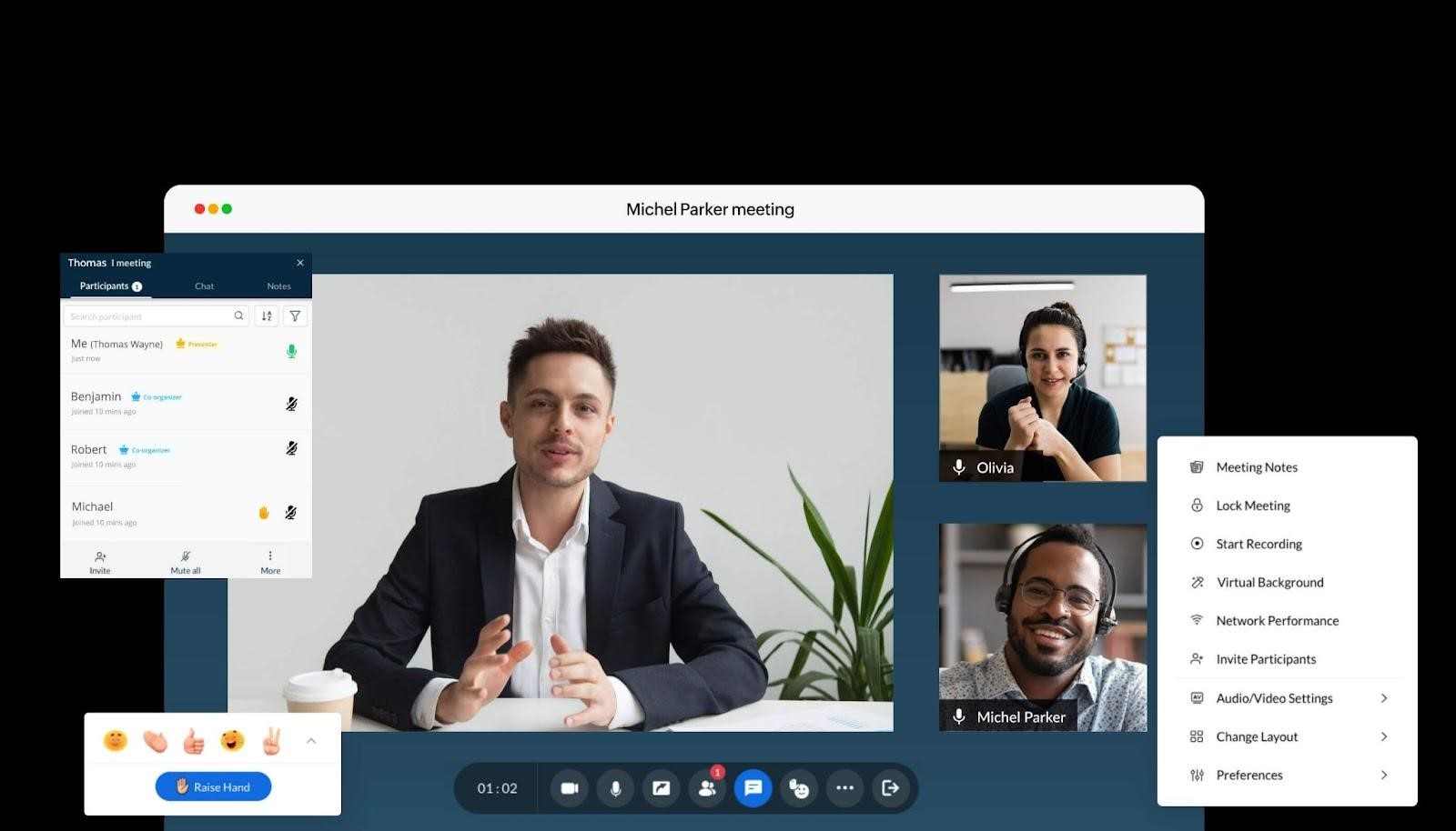 Screenshot of a meeting on Zoho Meeting