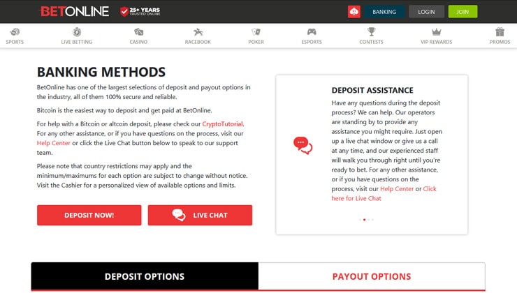 BetOnline Payment Methods