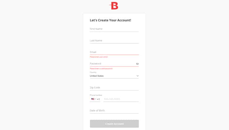 BetOnline Signup Form