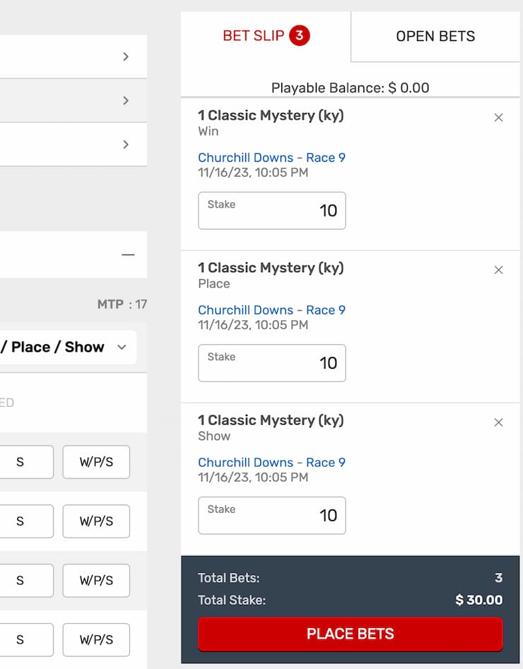 bovada bet slip across the board