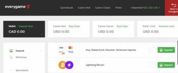 Log in and deposit