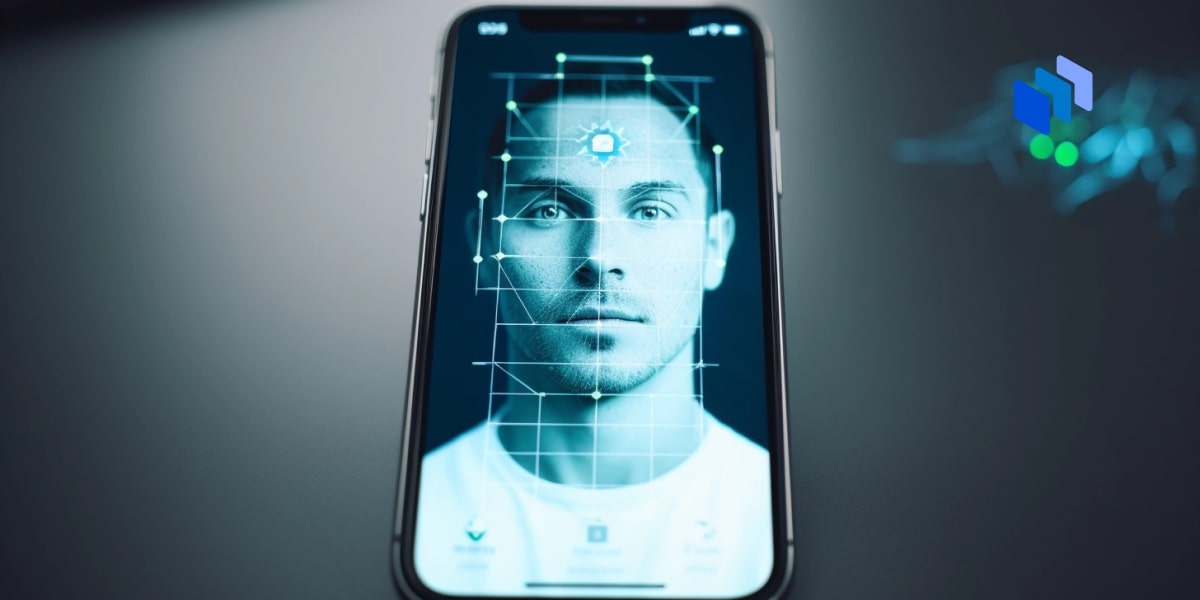 A phone with an image of a man created by ai