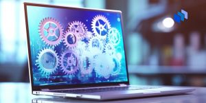 Gears on a laptop screen
