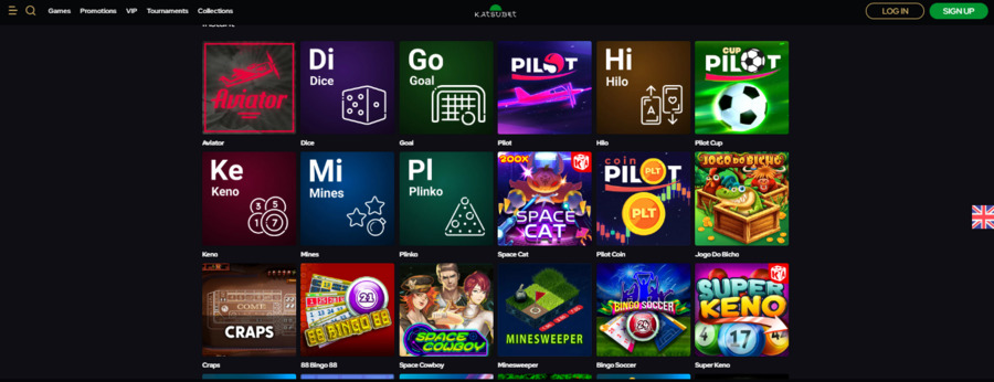 You’ll find the best selection of KatsuBet specialty titles under the Instant Games tab in the bar above the provider lineup.