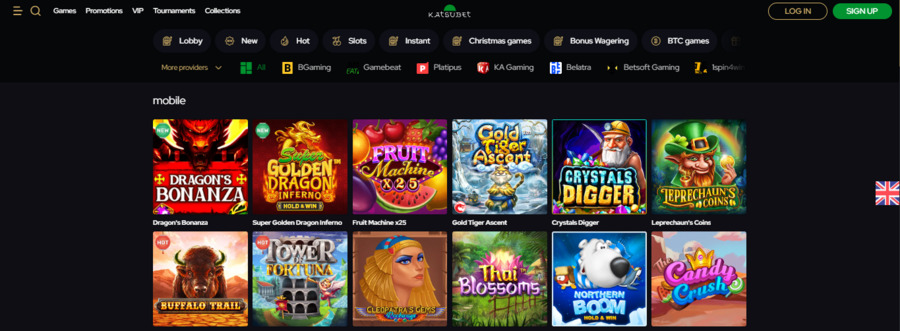 If you’re not a fan of native apps, you can access KatsuBet mobile casino using your browser via its namesake category in the footer.