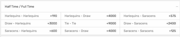 rugby ht ft betting