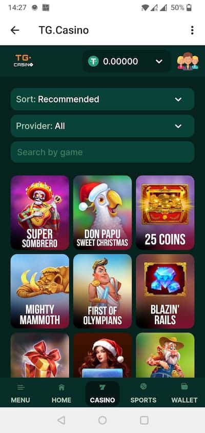 Step 2: Open TG.Casino