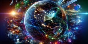 The Earth surrounded by AI signals
