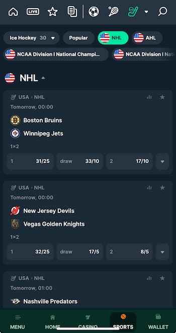 BetWhale NHL betting