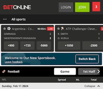 1. Open the BetOnline site