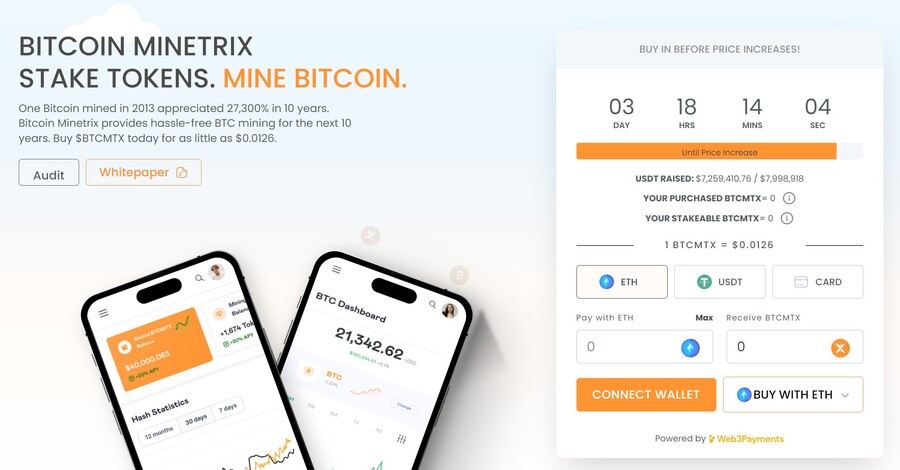 Bitcoin Minetrix presale page