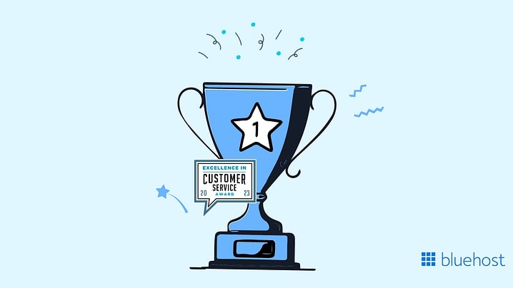 Bluehost's excellence in customer service award