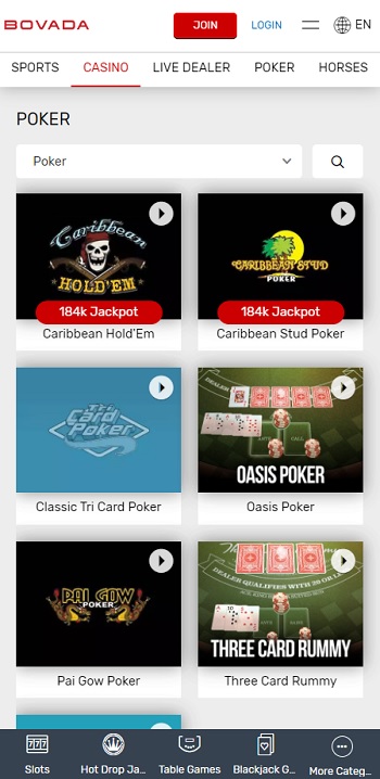 Bovada Casino Pai Gow Poker Online