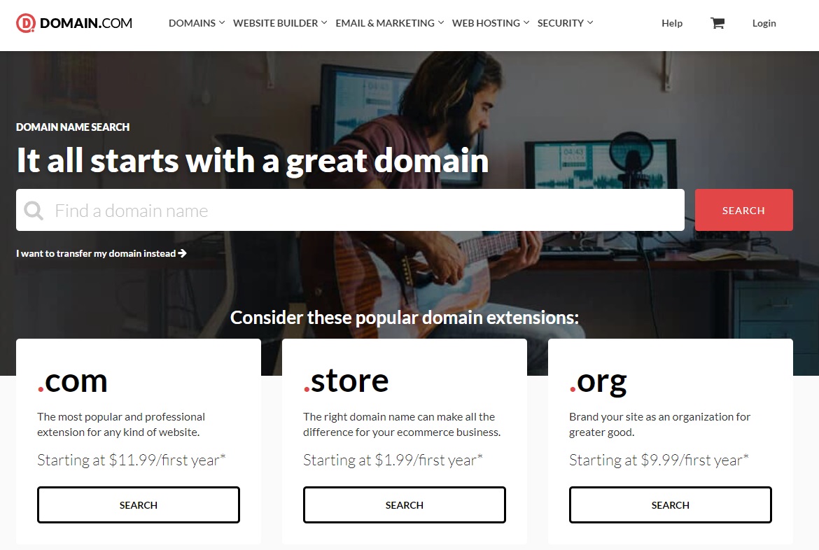 Buying a domain at Domain.com