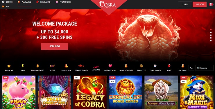 Cobra Online Gambling Site Canada