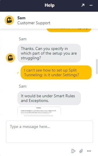 Screenshot of CyberGhost VPN's support