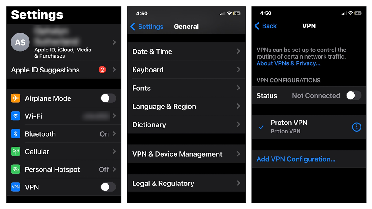 Deleting a VPN on iOS