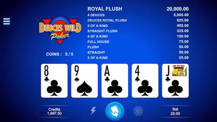 Deuces Wild Video Poker Example