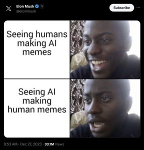 Elon Musk Tweet about AI Memes