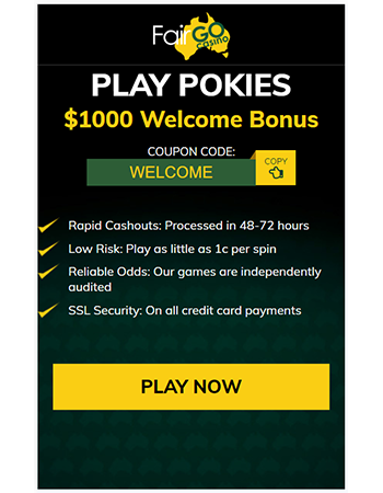 Fair Go Casino welcome bonus