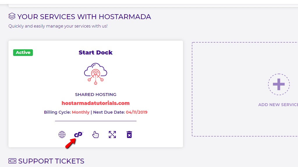 Click “Your Services with HostArmada”