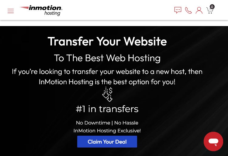 InMotion Hosting's website transfer service