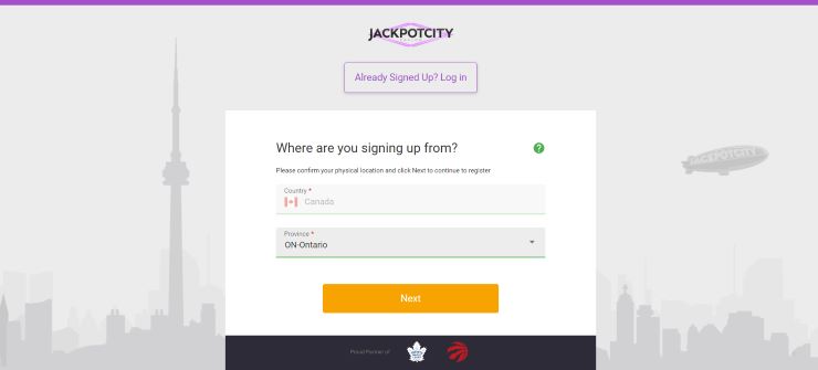 JackpotCity Step 2 Register