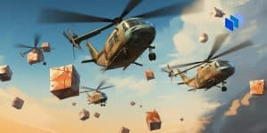 Helicopters doing an airdrop