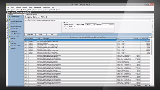 A screenshot of M3 Accounting's dashboard