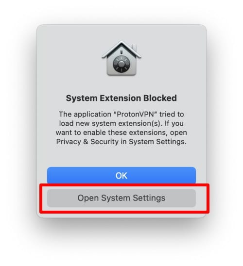 Allow System Extensions