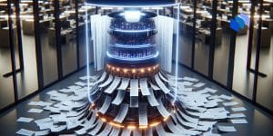 A machine churning out paper