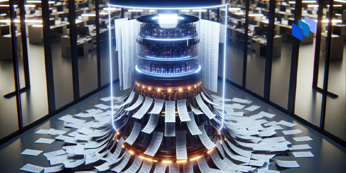 A machine churning out paper