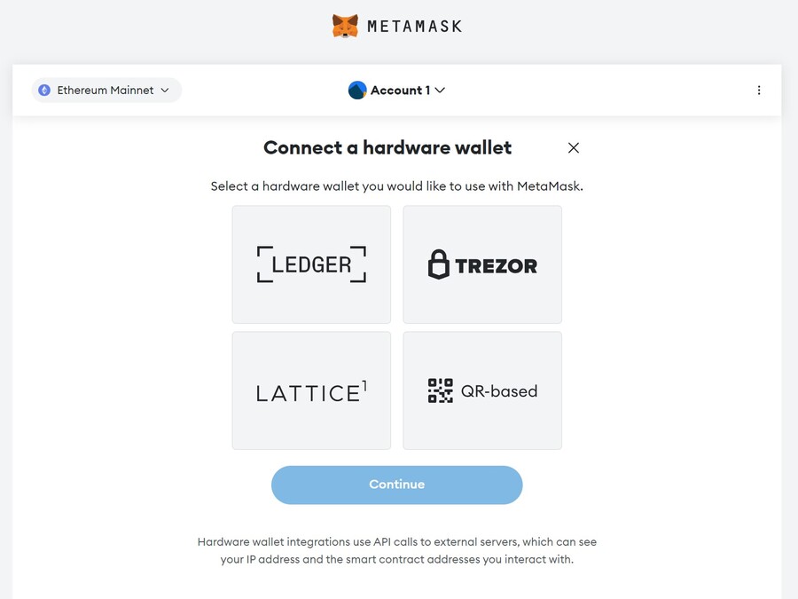 MetaMask Connect Hardware Wallet