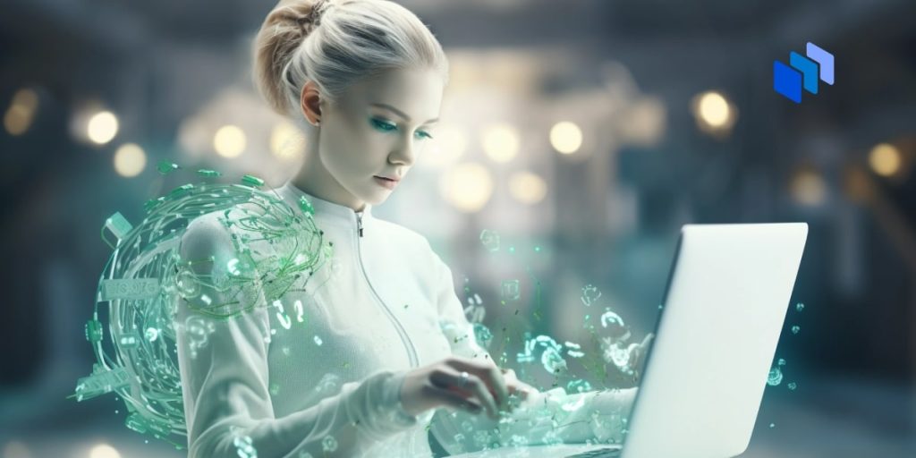 A woman and a laptop
