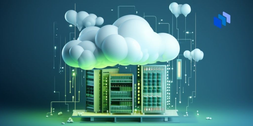 An image of a virtual server with clouds