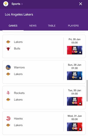 NBa fixtures
